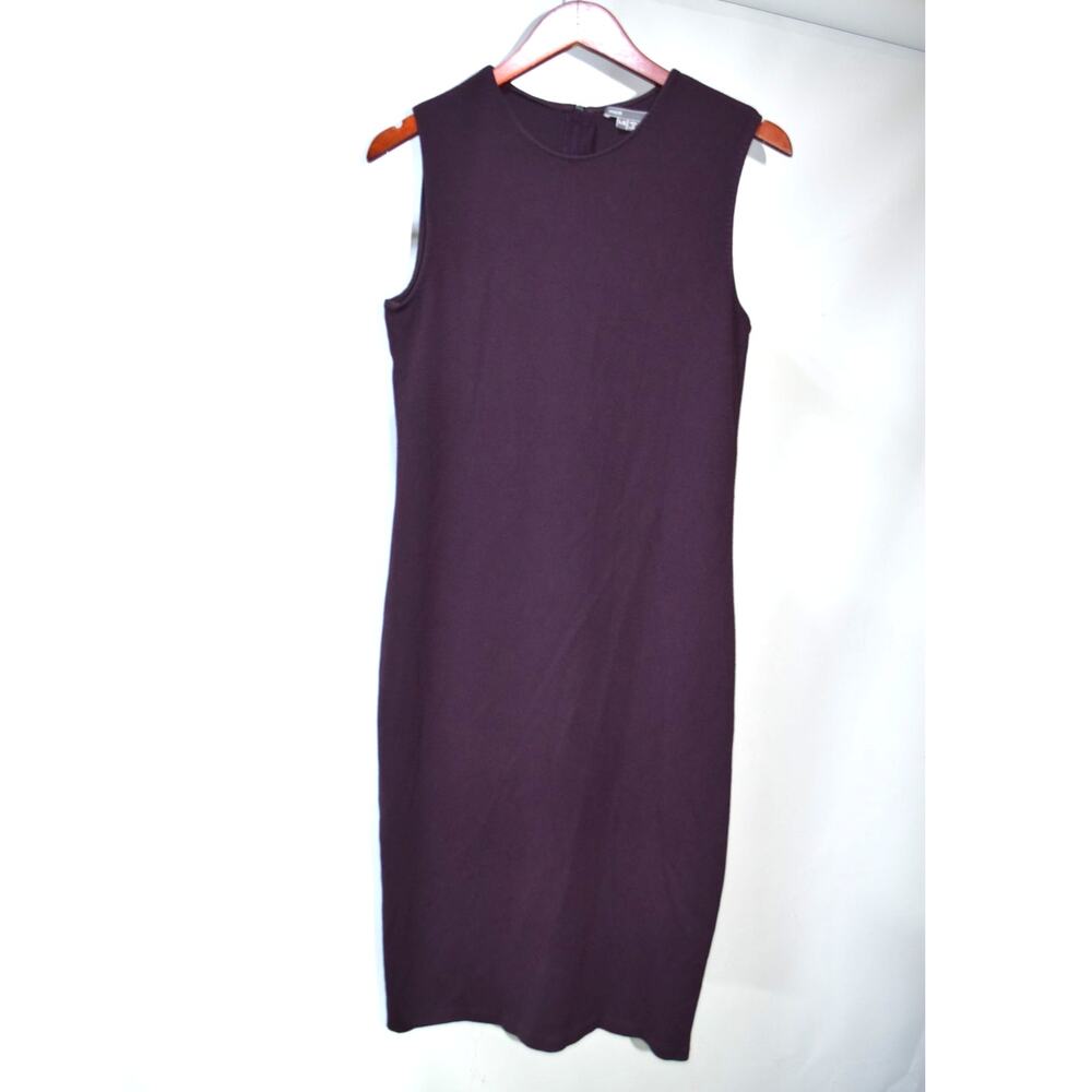 Vince Women’s Large Deep Plum Sleeveless Ponte Knit Sheath Midi Dress